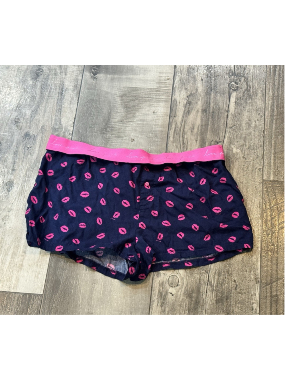 VICTORIAS SECRET PINK FLANNEL SLEEP BOXY PAJAMA LOUNGE SHORTS PJ Large GUC Booty
